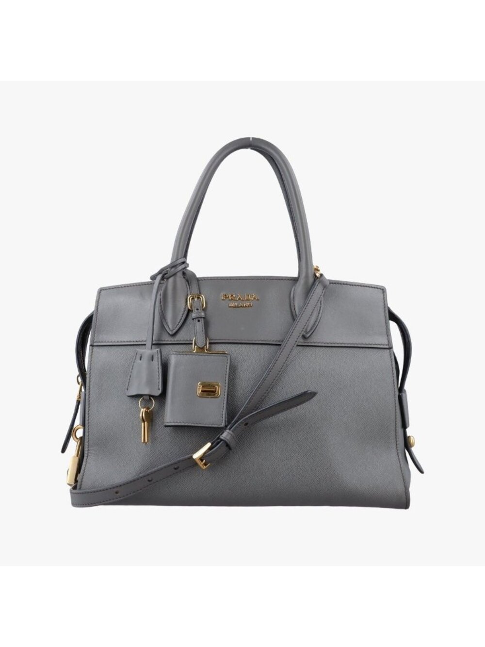 Prada Esplanade Gray Saffiano Leather
